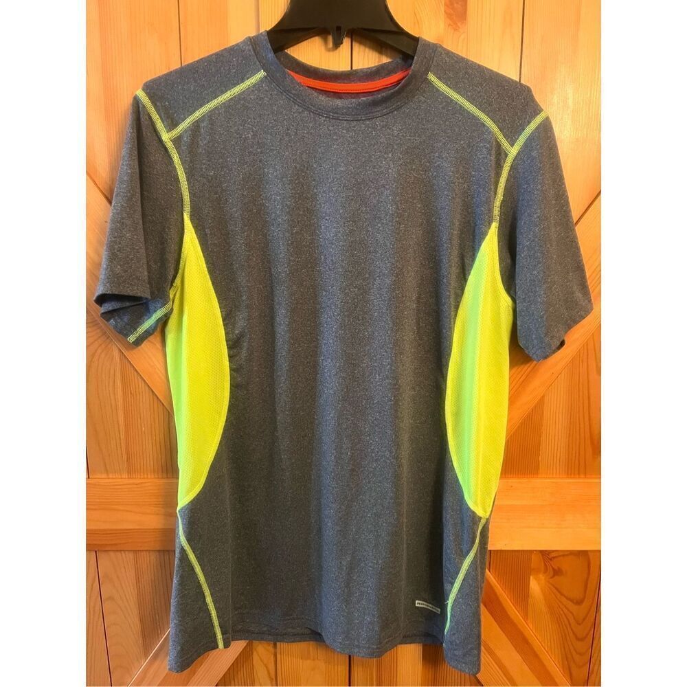 Tek Gear Mens Short Sleeve Fitted T-Shirt Yellow and Gray XL (3791)